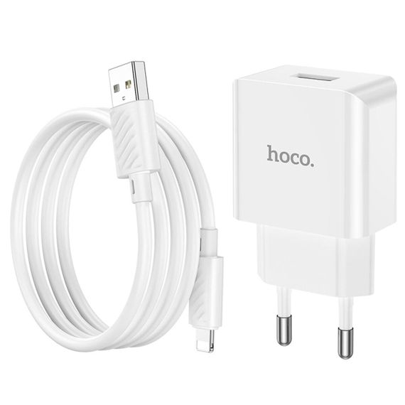 Мережевий зарядний пристрій HOCO C106A Leisure single port charger set(iP) 10.5W White | Зображення 5