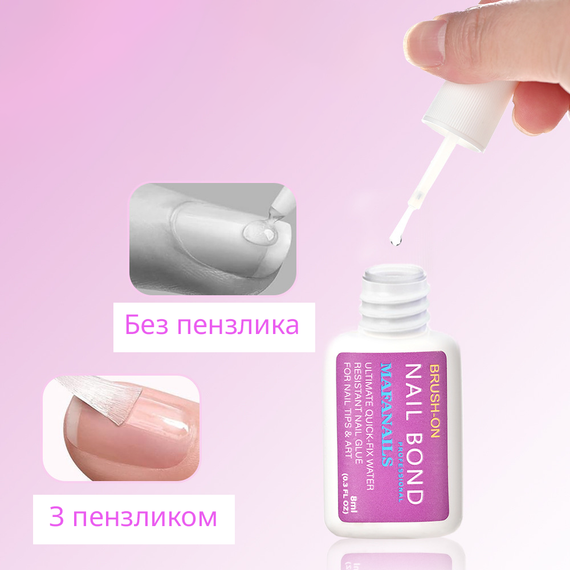 Клей быстросохнущий для искусственных накладных ногтей, тип и страз с кисточкой 8 мл (A9602) | Зображення 1