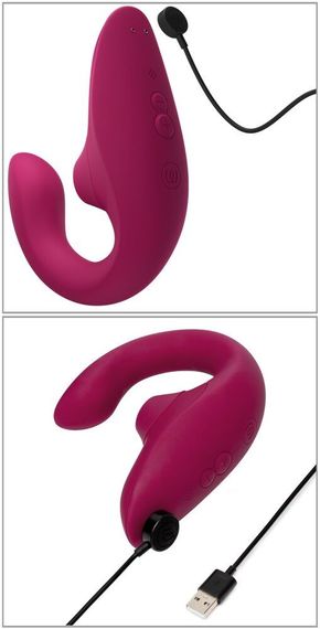 Вагинально-клиторальный стимулятор Womanizer Blend Vibrant Pink, вибрация + вакуум, 2 мотора | Зображення 4