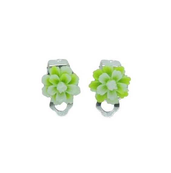 Клипсы серьги детские для ушей без пробивания уха Liresmina Jewelry серьги в виде цветка "Эклерчик" зеленый | Зображення 1