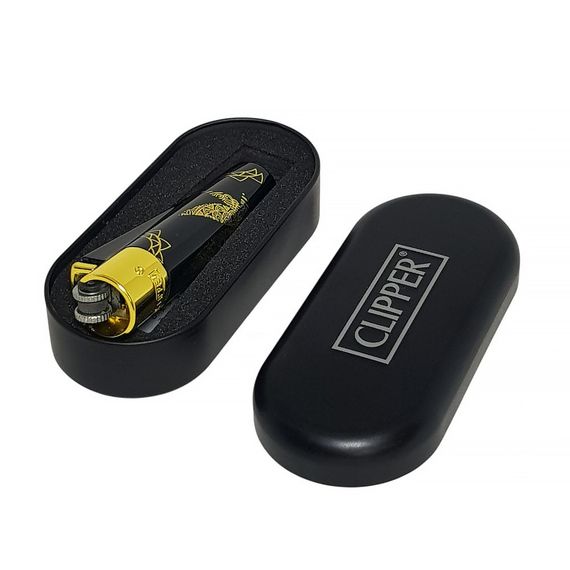 Металлическая Зажигалка Clipper Metal Yantra Weed Gold | Зображення 1