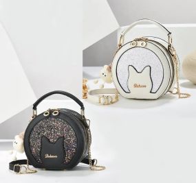 Сумка для девочки подростка маленькая круглая с блестками