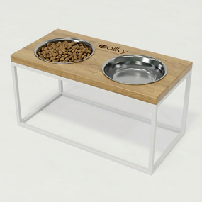 Миски на подставке для средних и больших собак Hollky Base L (2 × 0,95 л) BL-422120-WHNT