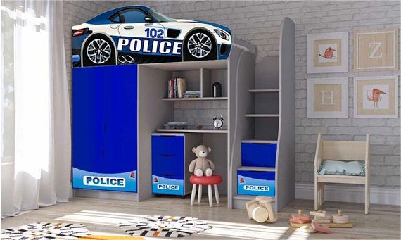Детская кровать-чердак Bed-Room №1 Police, спальное место 1700х800 мм | Зображення 1