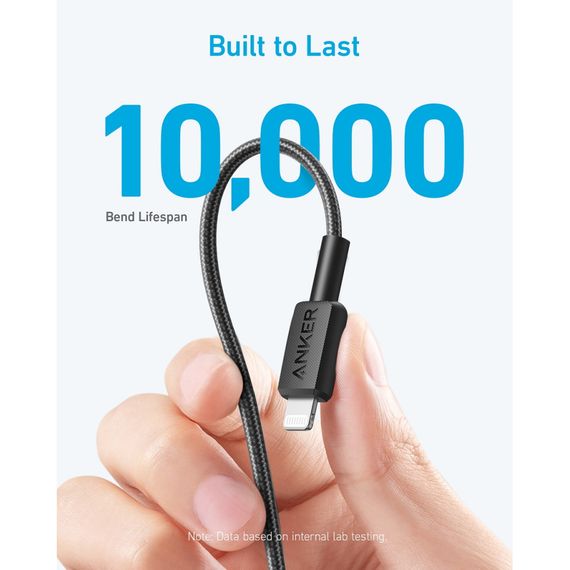 Дата кабель USB-C to Lightning 1.8m nylon 322 black Anker (A81B6G11) | Зображення 3