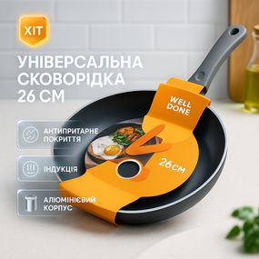 Удобная сковорода для индукционной плиты WELL DONE WD-1016W 26 см, Идеальная сковорода QM-11