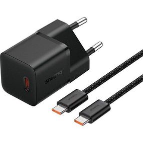 МЗП Baseus GaN5 Fast Charger (mini) PD20W (1USB-C) + кабель Type-C to Type-C (P10110900113) Cluster Black
