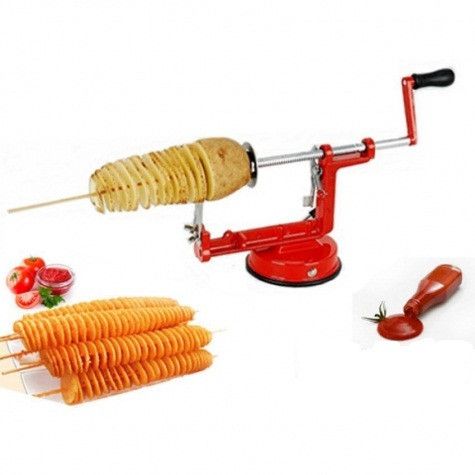 Машинка для спіральної нарізки картоплі Spiral Potato Slicer ∙ Картоплерізка ∙ Овочерізка ∙ Мультирізка спіраллю | Зображення 4