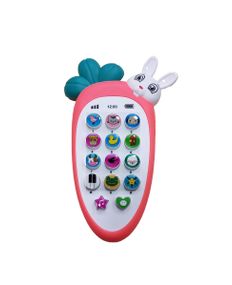 Телефон "Зайчик Звоня" 80650 WToys, на укр.языке, подсветка, сказки, песни, скороговорки, стихи, в коробке (6945717416567) Коралловый