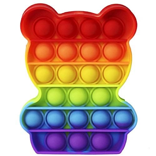 Игра Антистресс Pop It / Поп Ит" Мишка K1019 13см, радуга, сенсорная, в пакете 14*11.5см