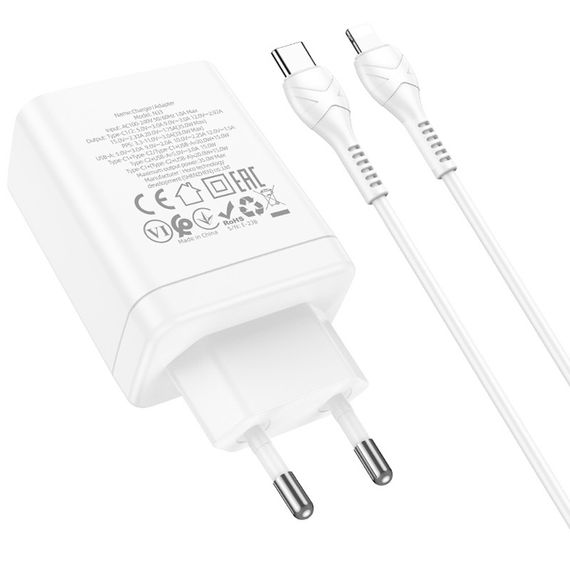 МЗП Hoco N33 Start PD35W (1USB-A/2C) + кабель Type-C to Lightning White | Зображення 4