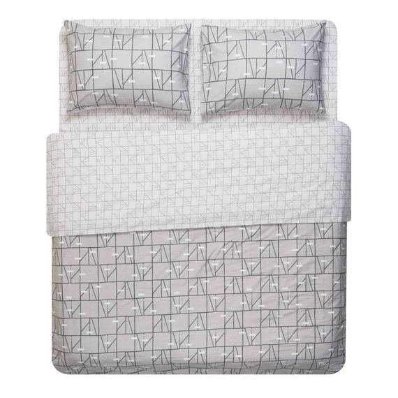 Набір постільної білизни 2,0сп Ardesto Gloria, 200х220см, 100% бавовна, сатин, геометрія, сірий (ART2022PG)