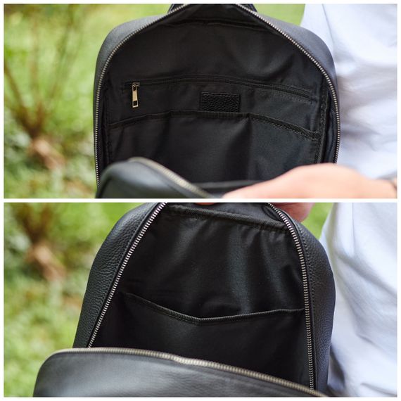 Стильный мужской кожаный рюкзак 40х30х17, практичный аксессуар для ноутбука и документов, черный | Зображення 3