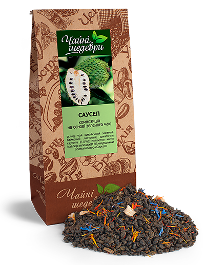 Чай Саусеп ТМ "Чайні шедеври", 500 г, чай зелений китайський байховий листовий з добавками