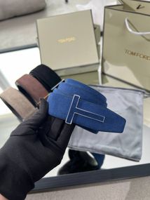 Ремінь Tom Ford T Icon замшевий синього кольору r156