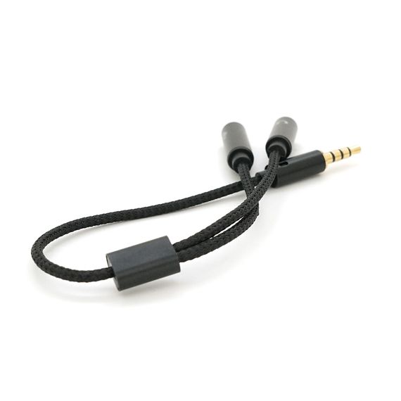 Розгалужувач аудіо для навушників і мікрофона, Jack 3.5 (тато) 4 pin =>2*Jack 3.5(мама) 3 pin, круглий в обплетенні, Box | Зображення 2