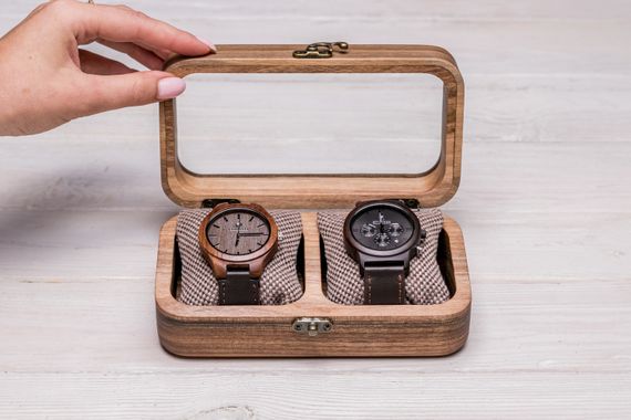 Шкатулки для часов со стеклянной крышкой с персонализацией