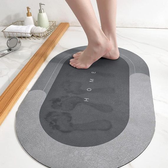 Килимок волопоглинаючий для ванної кімнати (50х80см), Сірий / Антиковзний діатомітовий килимок | Зображення 4