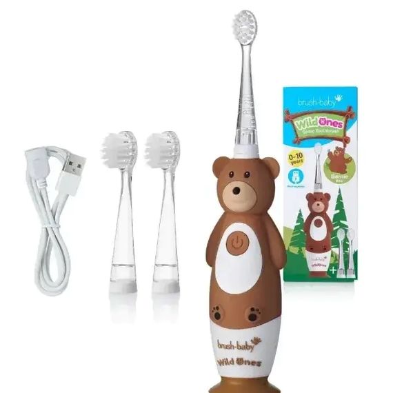 Дитяча електрична зубна щітка Brush-Baby Sonic Toothbrush WildOnes (від 0 до 10 років) Ведмідь | Зображення 1