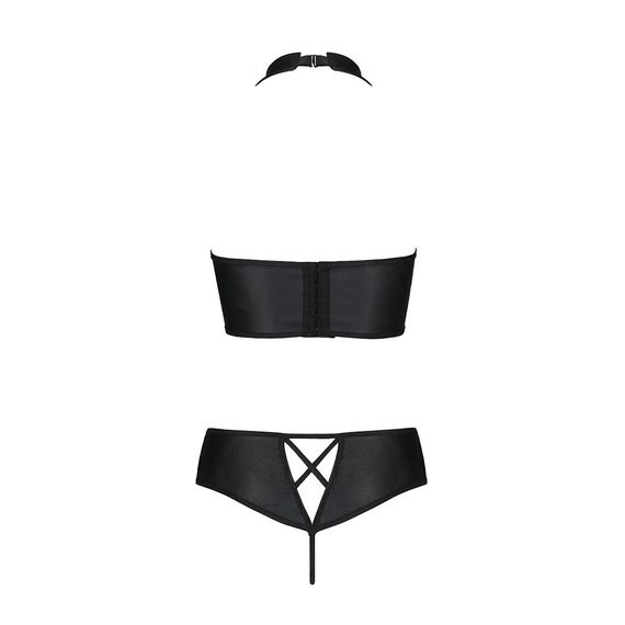 Комплект з еко-шкіри Passion NANACY BIKINI XXL/XXXL, black, бра та трусики з імітацією шнурівки | Зображення 5