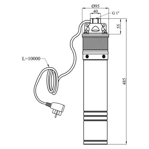Насос глибинний відцентровий 4SKM 100C з вбудованим конденсатором (CV035068) | Зображення 1