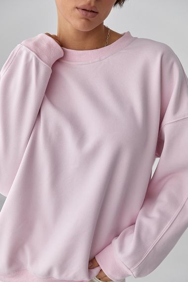 Однотонний світшот з плюшевим начісом - рожевий цвет, ONE SIZE (є розміри) | Зображення 3