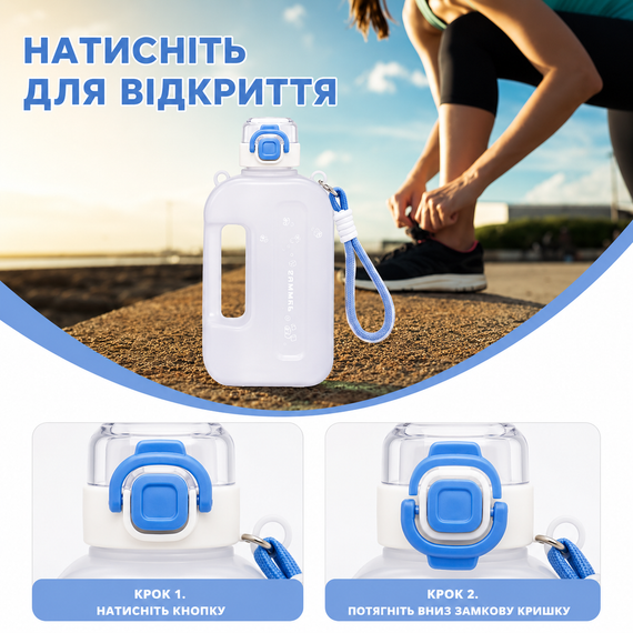 Спортивная бутылка SUMMER (750 мл) - Эко-пластик BPA-free, Белый градиент | Зображення 3