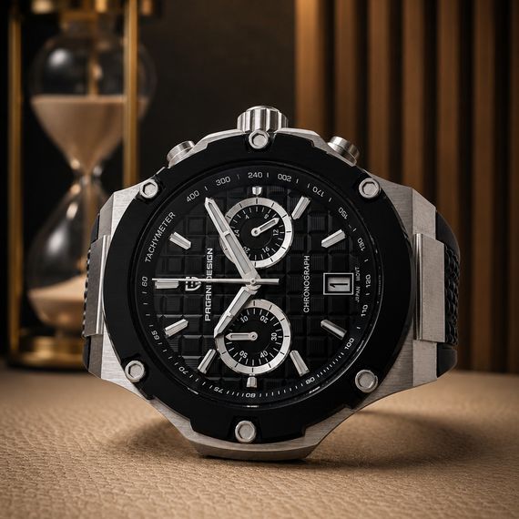 Чоловічий годинник Pagani Design PD-YS032 Silver-Black-Black Rubber на каучуковому ремінці | Зображення 1