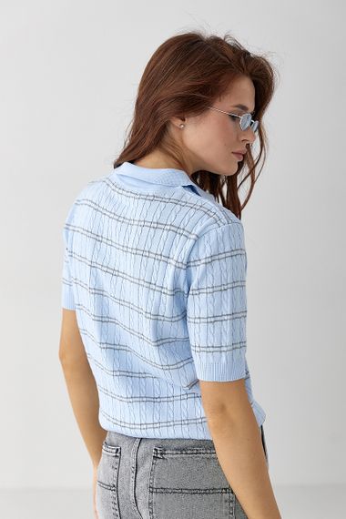 Смугасте поло в косичку - блакитний цвет, ONE SIZE (є розміри) | Зображення 1