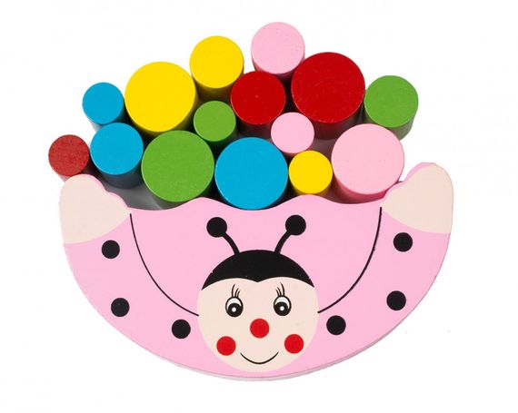 Детская игрушка балансир Божья коровка MD 1276 деревянная Божья коровка Розовая