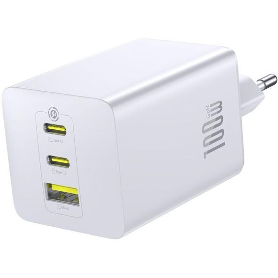 МЗП Baseus EnerFill FE11 Fast Charger 100W (1USB-A/2C) (P101821) Moon White | Зображення 1