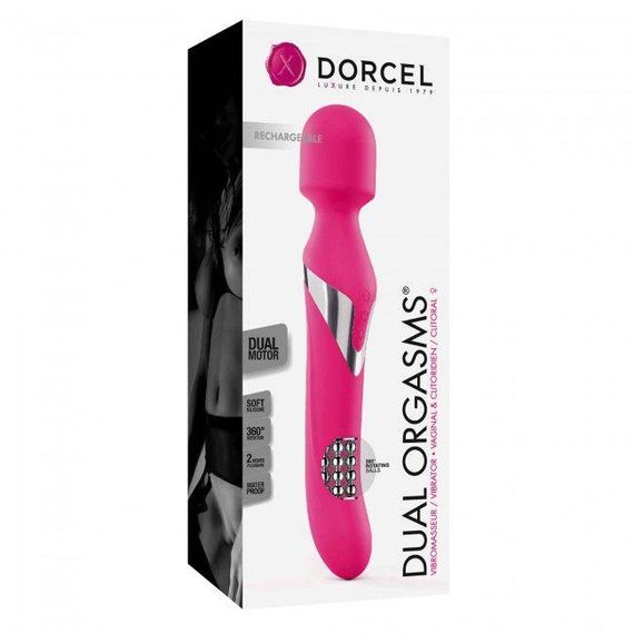 Вибромассажер 2в1 Dorcel Dual Orgasms Magenta классический массажер и вибратор с жемчужным массажем Sex Aura | Зображення 3