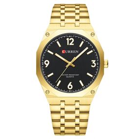Чоловічий наручний годинник Curren 8504 Gold-Black у класичному стилі з золотистим корпусом
