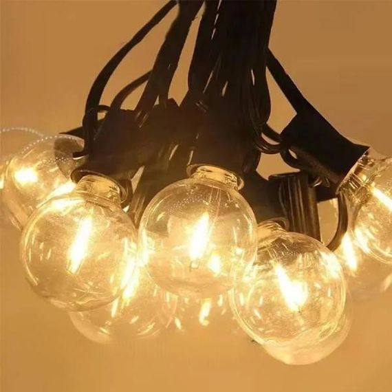 Гірлянда в ретро стилі вулична із сонячною панеллю 9м/30 LED НА-91 Чорна