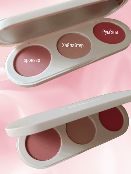 Палетка для обличчя 3 в 1 Бронзер Хайлайтер Рум'яна Farmasi 13 г | Зображення 2