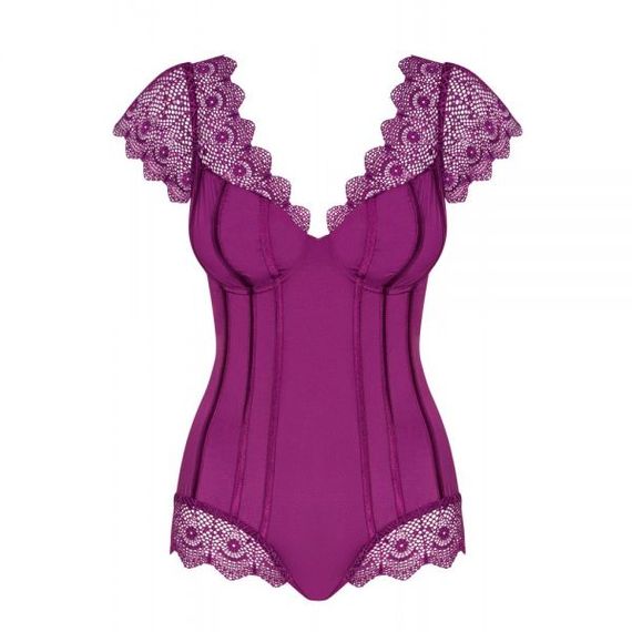 Боді Obsessive Moketta teddy purple S / M | Зображення 2