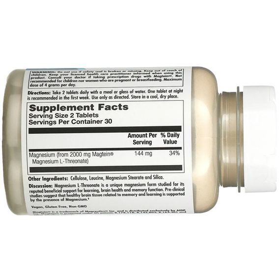 Микроэлемент Магний KAL Magnesium L-Threonate 2000 mg 60 Tabs | Зображення 1