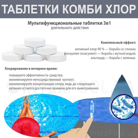 Дезінфектант 3 в 1 МАХ на основі хлору MC-T, AquaDoctor, (пігулка 200гр), 1 кг | Зображення 1