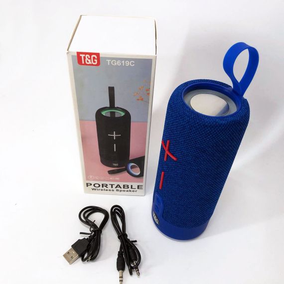 Портативна Bluetooth колонка TG619C FM-радіо USB/TF з ремінцем, блютуз колонка з підсвічуванням. Колір: синій | Зображення 6