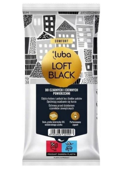 Влажные салфетки восстанавливающие для темных поверхностей Luba Loft Black 30 шт.