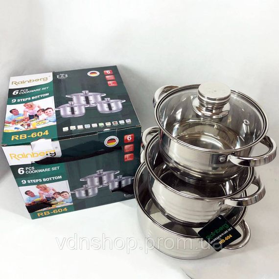 Набор качественных каструль Rainberg, Красивый набор кастрюль с антипригарным покрытием WM-95 | Зображення 3