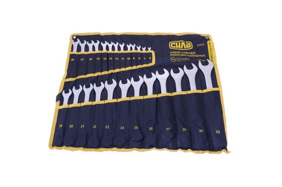 Набор ключей рожково-накидных в чехле CrV 6-28, 30, 32мм (25шт) СИЛА