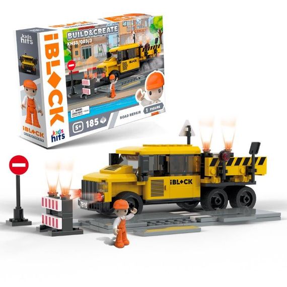 Конструктор "Ремонт дороги" KH53/003/3 Build & create Mini construction site IBLOCK, 185 деталей, в коробці (6903398896962) | Зображення 1