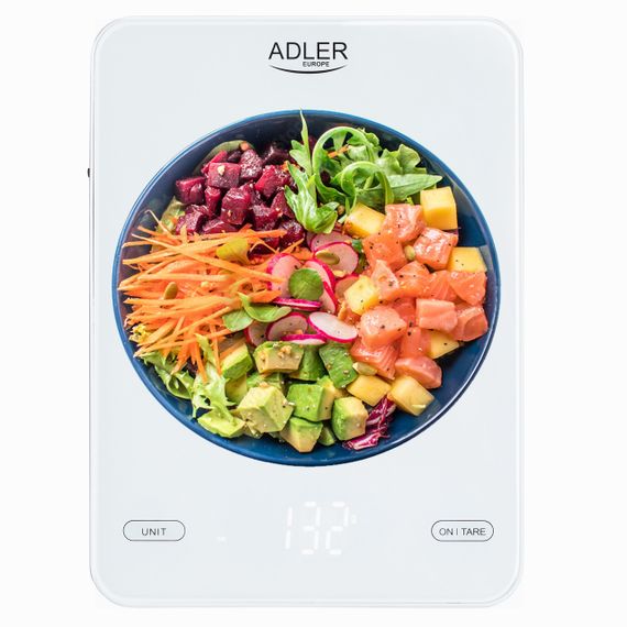 Ваги кухонні електронні Adler AD 3177 USB-C білі до 10 кг зі скляною платформою | Зображення 4
