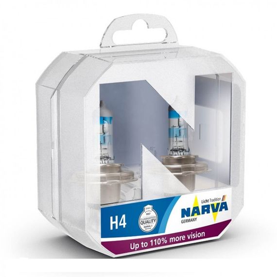 Комплект галогеновых ламп Narva H4 12V 60/55W P43t RANGE POWER +110% 2pcs/set | Зображення 1