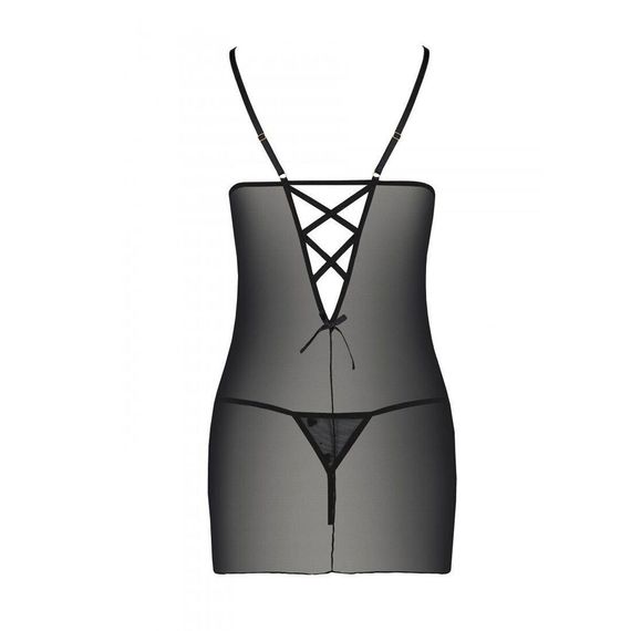 Сорочка з вирізами на грудях, стрінги Passion LOVELIA CHEMISE S/M, black Sex Aura | Зображення 5