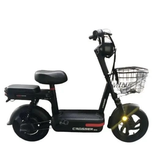 Электроскутер Crosser Mini LFP 450W 48V 15Ah, LiFePO4 аккумулятор, до 50 км пробег, электровелосипед 2 места Черный | Зображення 1
