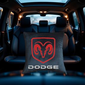 Авто Подушка з вишивкою логотипу марки Dodge додж чорний автомобілісту 00454