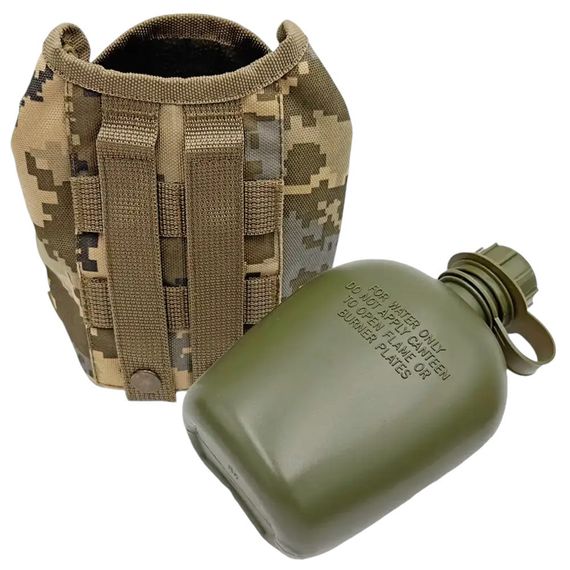 Фляга армійська 1л в чохлі-підсумку Піксель Molle (фляга тактична польова індивідуальна) | Зображення 2