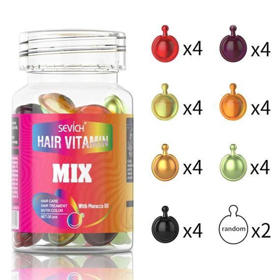 Капсули для відновлення волосся, мікс 30 шт, Sevich / Олія в капсулах для лікування та блиску волосся | Зображення 8